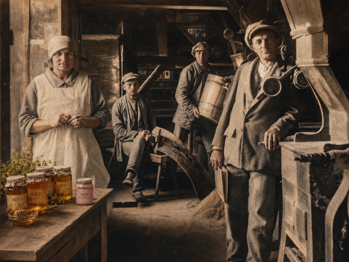 Rodina u Říhova mlýna — historická fotografie
